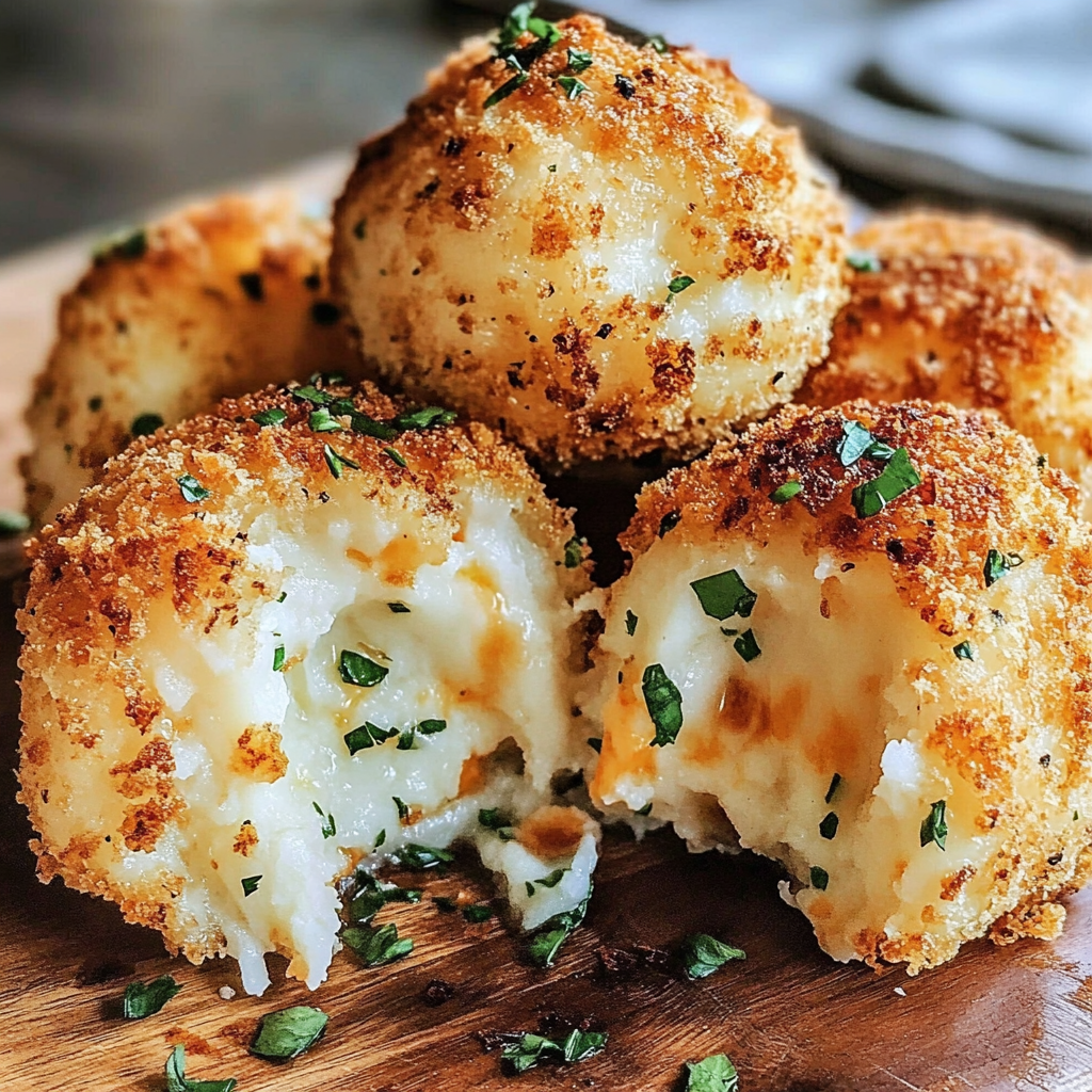 Recipe preparation for Air Fryer Cheesy Mashed Potato Balls
