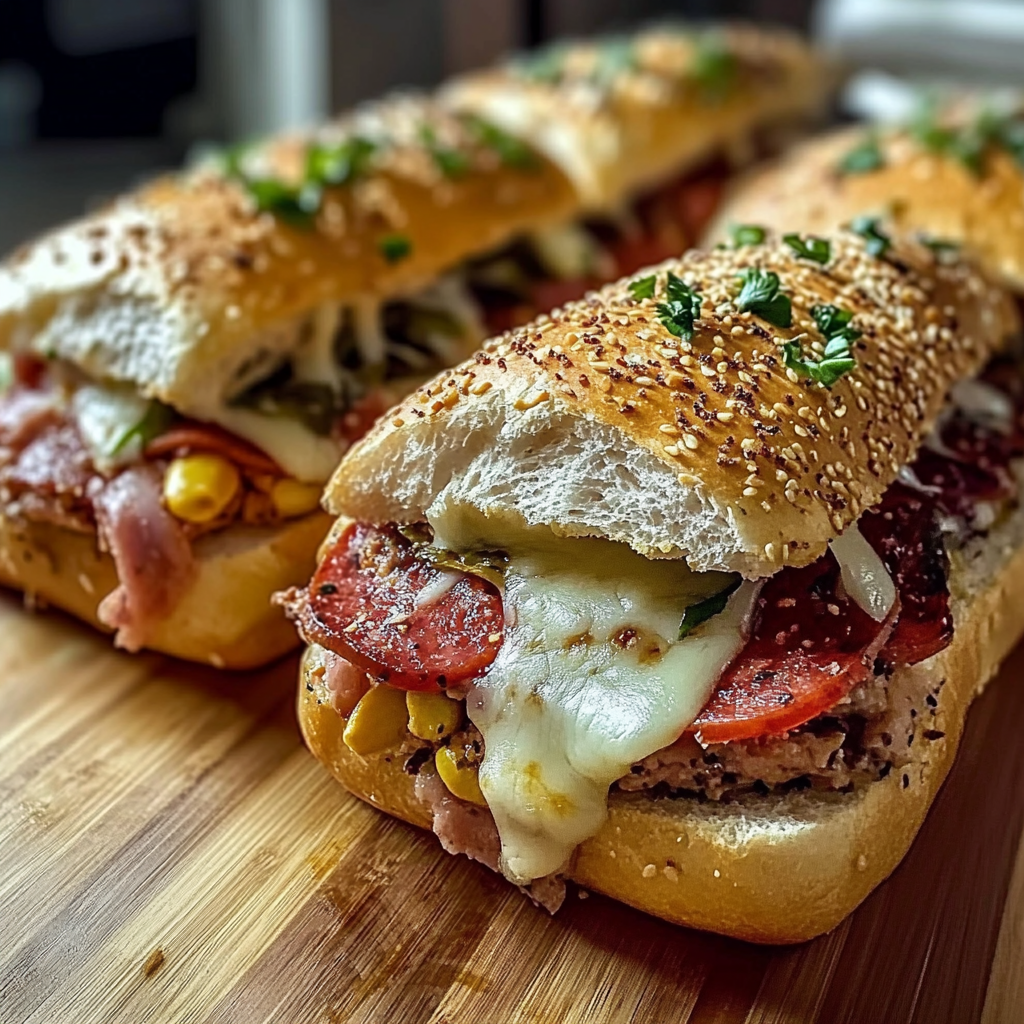 Recipe preparation for Baked Italian Sub Sandwiches